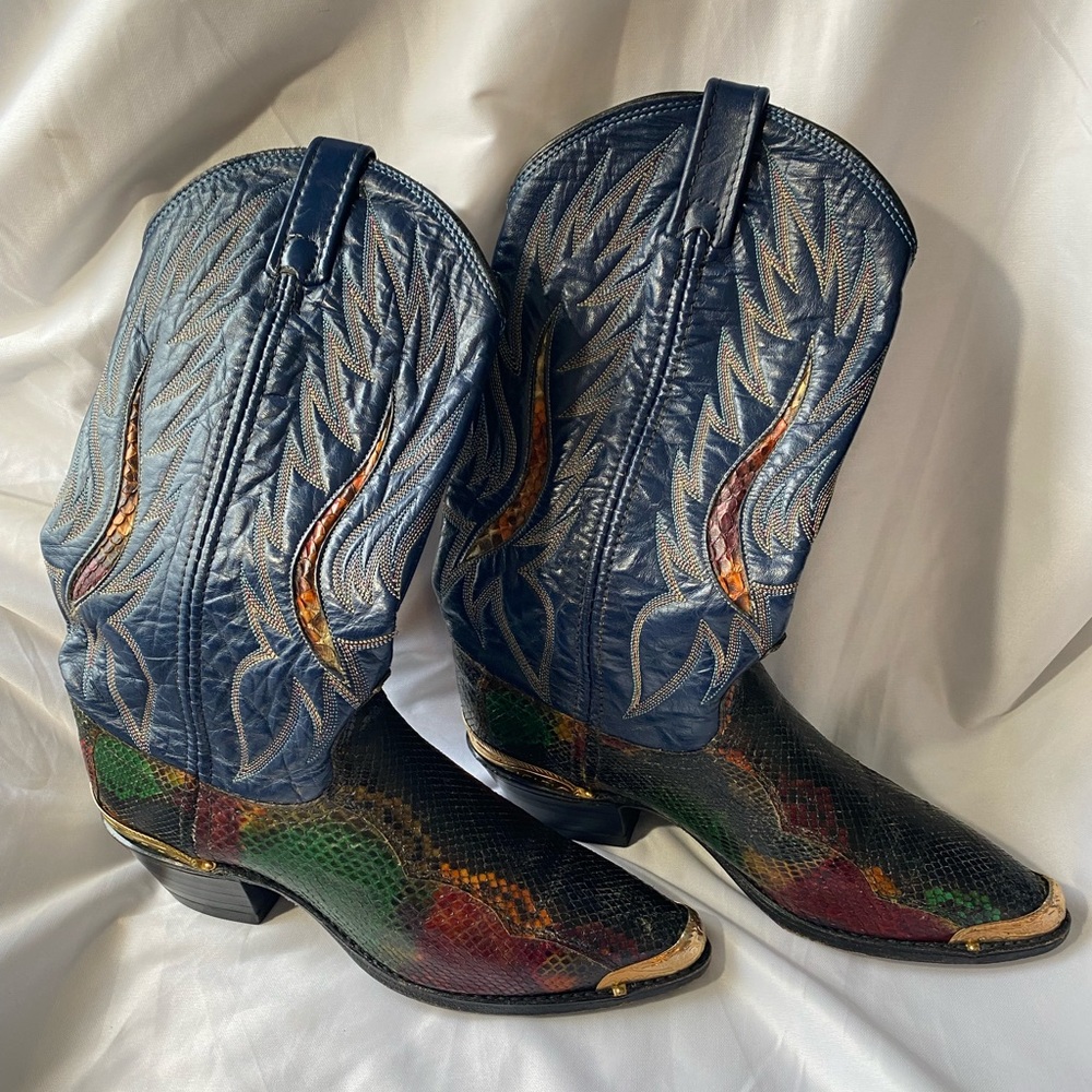 Dan Post Vintage Python Snakeskin Cowgirl Boots Sz 7.5 FINAL MARKDOWN